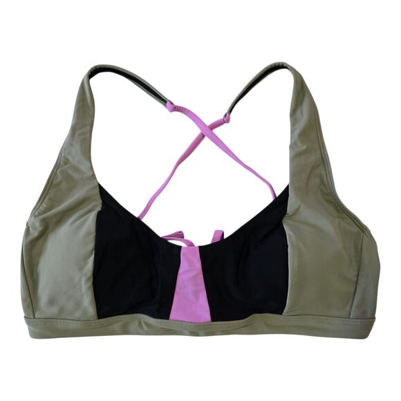 NWT PrAna Tulum Bikini Top Women's Size Large Black Color Block Quick Drying - Picture 3 of 9